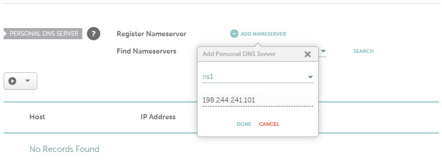 Namecheap - add personal name server